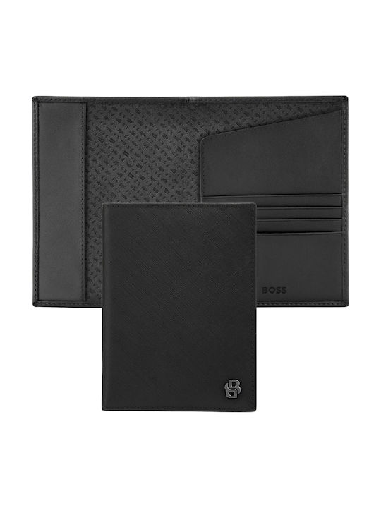 Boss Калъф За Паспорт Кожа Черен Hlp526a
