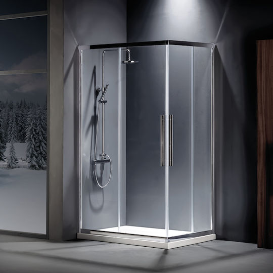 Devon Flow Corner Entry Cabin for Shower with Sliding Door 107x109cm Clear Glass
