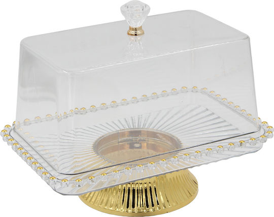 Keskor Kuchenständer Kunststoff mit Deckel Gold 27x17x22cm