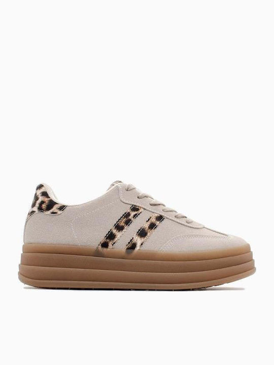 Seven Turnschuhe Μπέζ Καστόρι Λεοπάρ