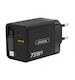 Andowl Charger with Built-in Cable with USB-A Port and USB-C Port USB-C 75W Power Delivery Blacks (Q-CD09)