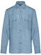 Long-sleeved Linen Shirt Blue
