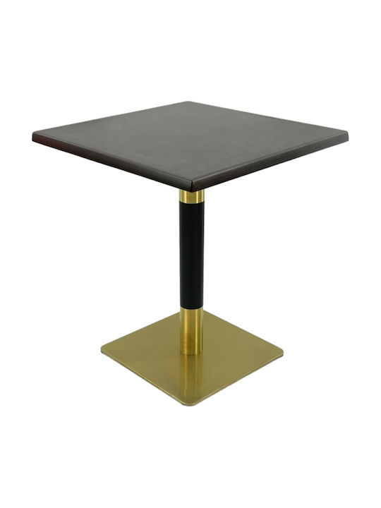 Masa Pătrată Bar Din Lemn Cu Ramă Metalică Wenge Gold Negru 70x70x74cm