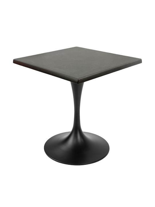 Masa Pătrată Bar Din Lemn Cu Ramă Metalică Wenge Negru 70x70x74cm