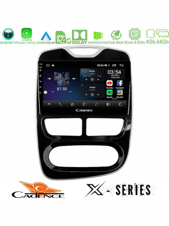 Cadence Auto-Audiosystem für Renault Clio 2012-2016 (Bluetooth/USB/WiFi/GPS/Apple-Carplay/Android-Auto) mit Touchscreen 9"