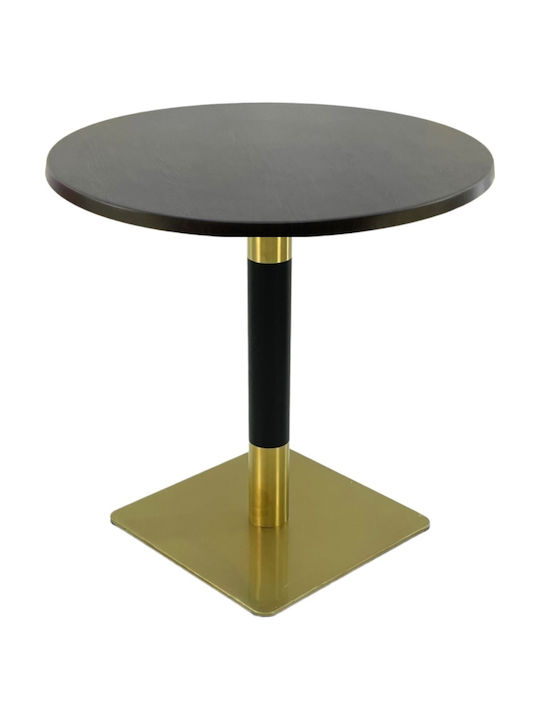 Masă Rotundă Bar Din Lemn Cu Ramă Metalică Wenge, Aurie/Neagră 70x70x74cm