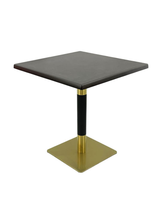 Masa Pătrată Bar Din Lemn Cu Ramă Metalică Wenge, Aurie/Neagră 80x80x74 cm