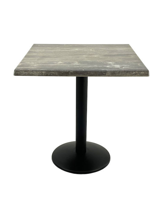 Masa Pătrată Bar Din Lemn Cu Ramă Metalică Old Pine Negru 70x70x74cm