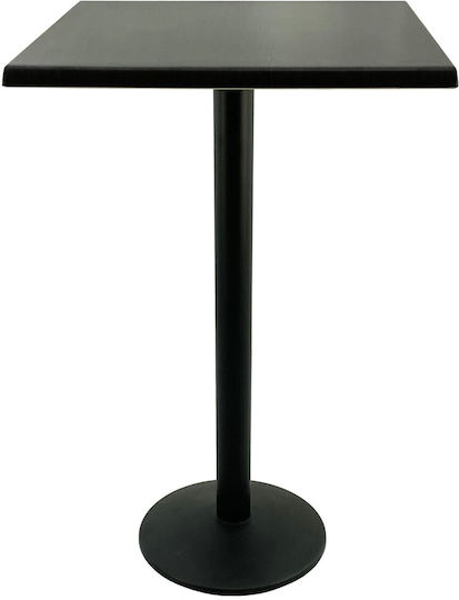 Square Table Bar Wooden with Metal Frame Wenge, Black 70x70x112cm