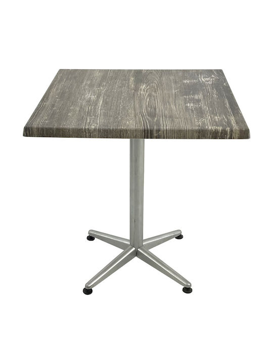 Masă Pătrată Bar Din Lemn Cu Ramă Metalică Old Pine Gri 70x70x74cm
