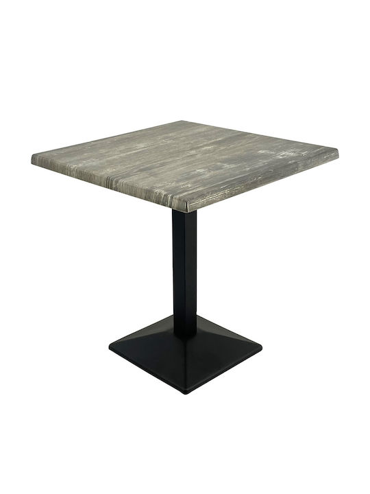 Masa Pătrată Bar Din Lemn Cu Ramă Metalică Old Pine Negru 80x80x74cm