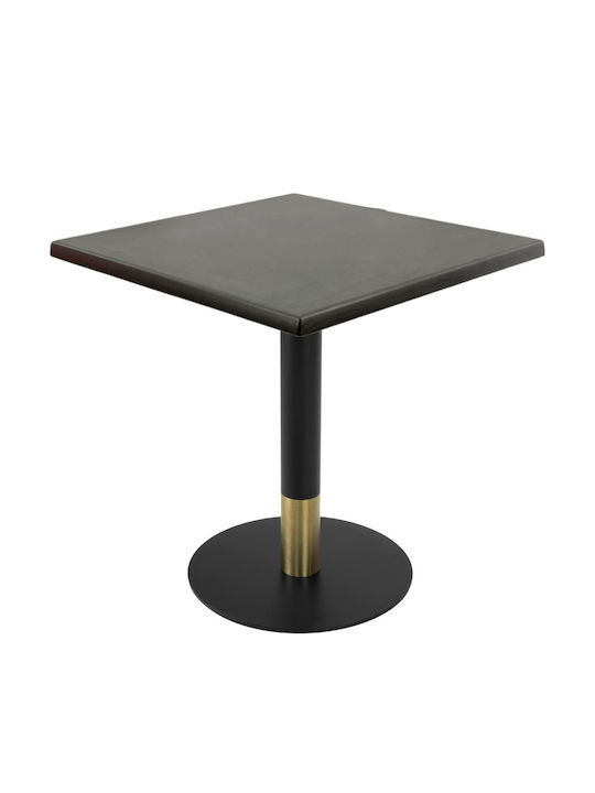 Masă Pătrată Bar Din Lemn Cu Ramă Metalică Negru/Auriu 70x70x74cm