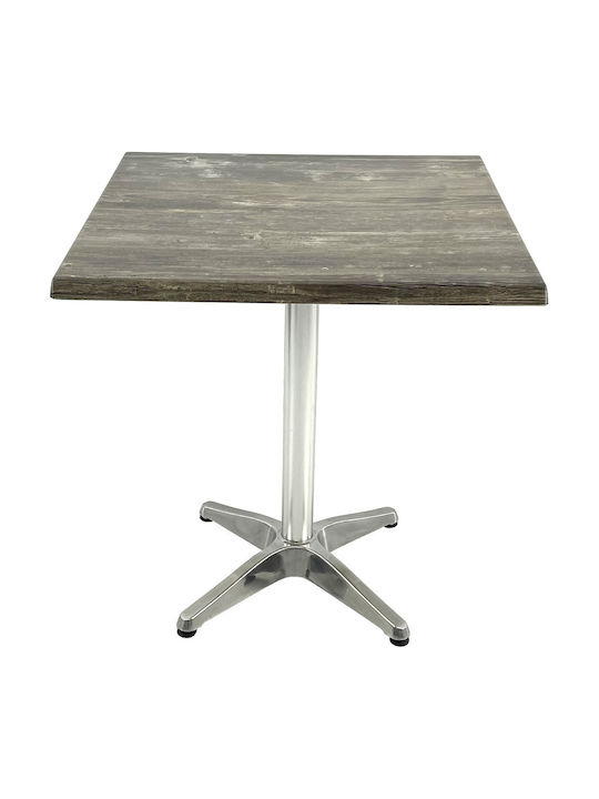 Masă Pătrată Pentru Sala De Mese Din Lemn Cu Ramă Din Aluminiu Old Pine 70x70x74cm