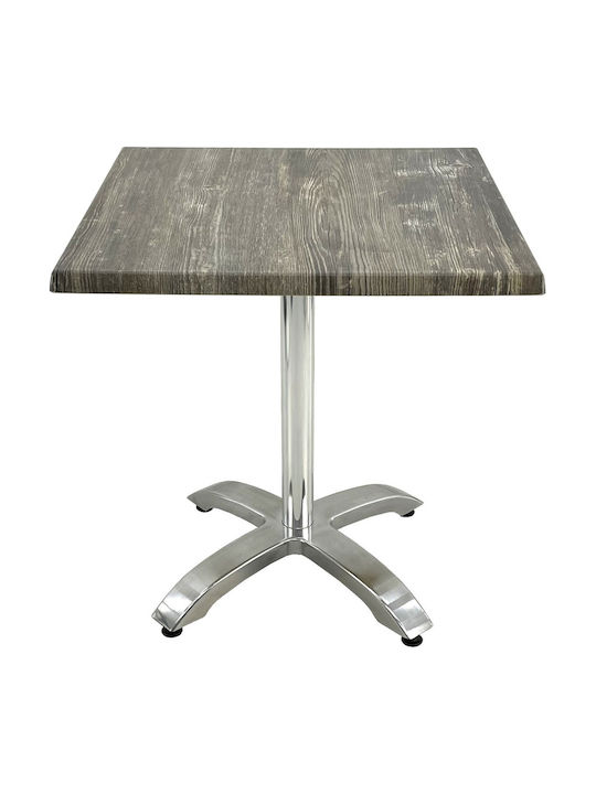 Masă Pătrată Bar Din Lemn Cu Ramă Din Aluminiu Old Pine 80x80x74cm
