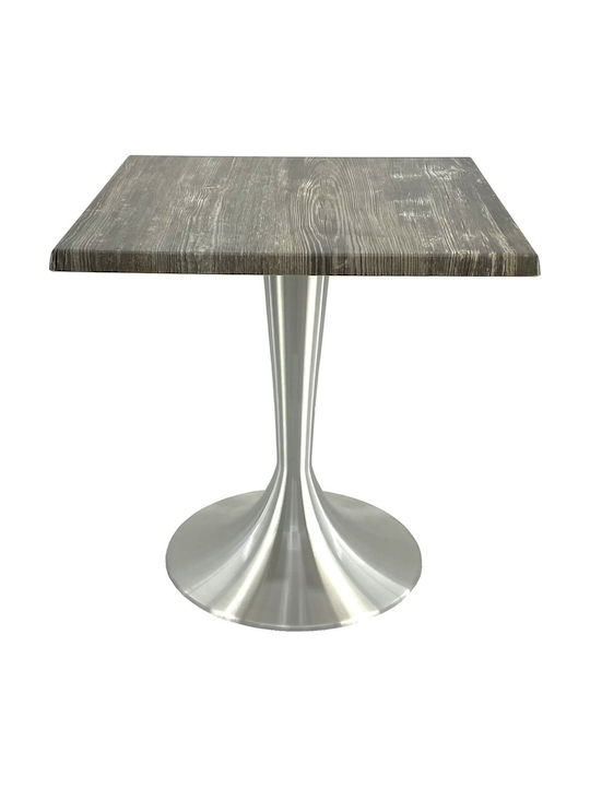 Masă Pătrată Bar Din Lemn Cu Ramă Din Aluminiu Old Pine 80x80x74cm