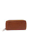 Leather Women's Wallet Classic with RFID Tabac Brown