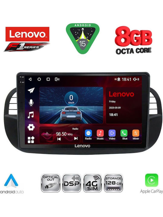 Lenovo Car Audio System for Fiat 500 2007-2015 (Bluetooth/USB/WiFi/GPS/Apple-Carplay/Android-Auto) with Touch Screen 9"