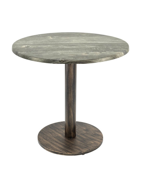 Masă Bar Pentru Spații Mici Exterioare Din Lemn Cu Ramă Metalică Vintage Bronz 70x70x74cm
