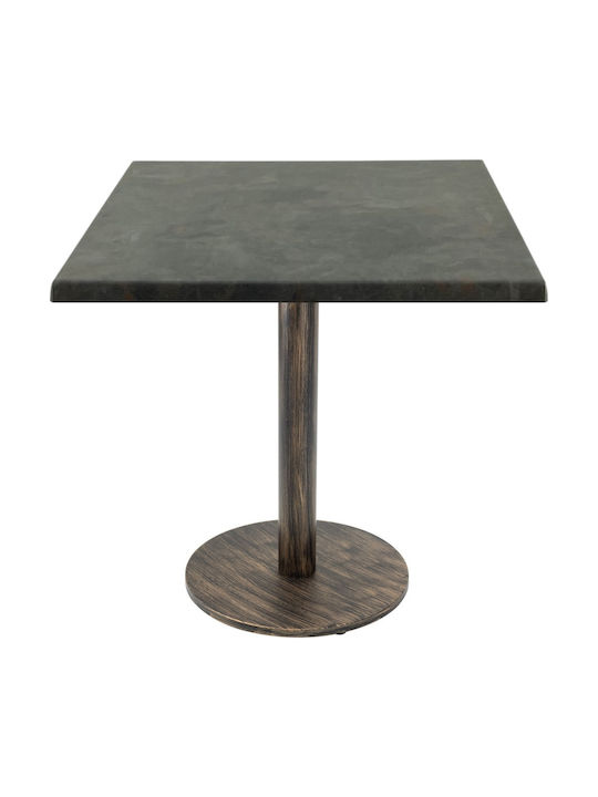 Masă Bar Pentru Spații Mici Exterioare Din Lemn Cu Ramă Metalică Stil Vintage Bronz Antic 80x80x74cm