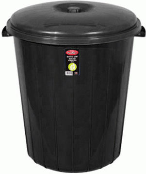 Raki Plastic Waste Bin 50lt Black