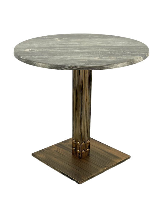 Masă Bar pentru Spații Mici Exterioare Din Lemn cu Ramă Metalică Vintage Bronz Antic 70x70x74 cm