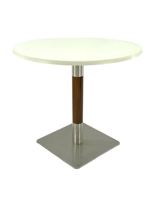 Masă Bar Pentru Spații Mici Exterioare Din Lemn Cu Ramă Metalică Argintie 80x80x74cm