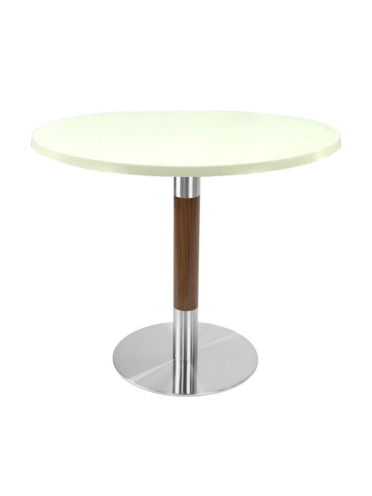 Masă Bar Pentru Spații Mici Exterioare Din Lemn Cu Ramă Metalică Argintie 80x80x74cm