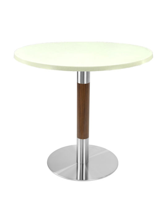 Masă Bar Pentru Spații Mici Exterioare Din Lemn Cu Ramă Metalică Argintie 70x70x74 cm