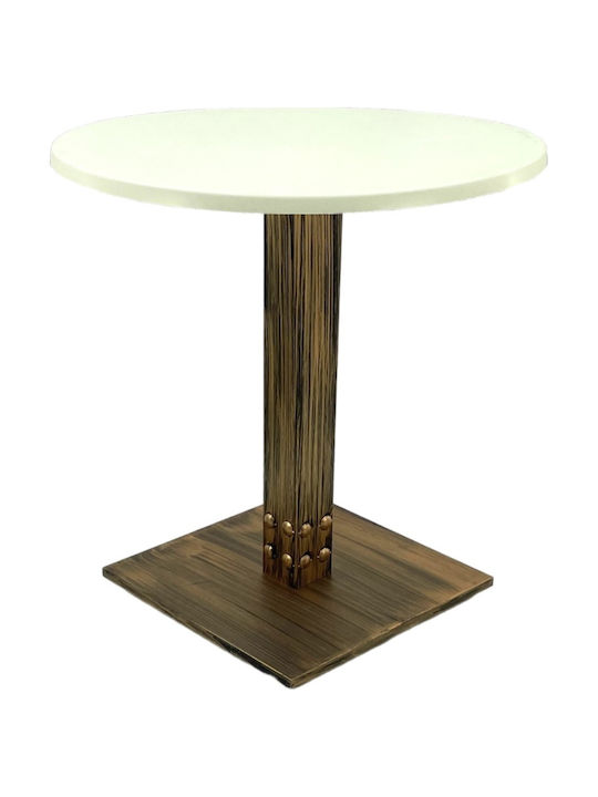Masă Bar Pentru Spații Mici Exterioare Din Lemn Cu Ramă Metalică Stil Vintage Bronz Antic 60x60x74cm