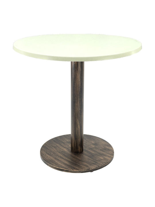 Masă Bar Pentru Spații Mici Exterioare Din Lemn Cu Ramă Metalică Vintage Bronz 60x60x74cm