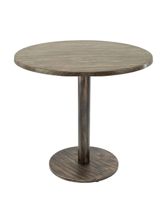 Masă Bar Pentru Spații Mici Exterioare Din Lemn Cu Ramă Metalică Vintage Bronz 80x80x74cm