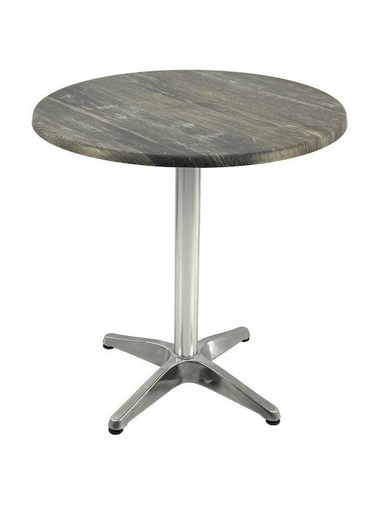 Masă Bar pentru Spații Mici Exterioare din Aluminiu cu Suprafață Din Lemn Old Pine 70x70x74 cm