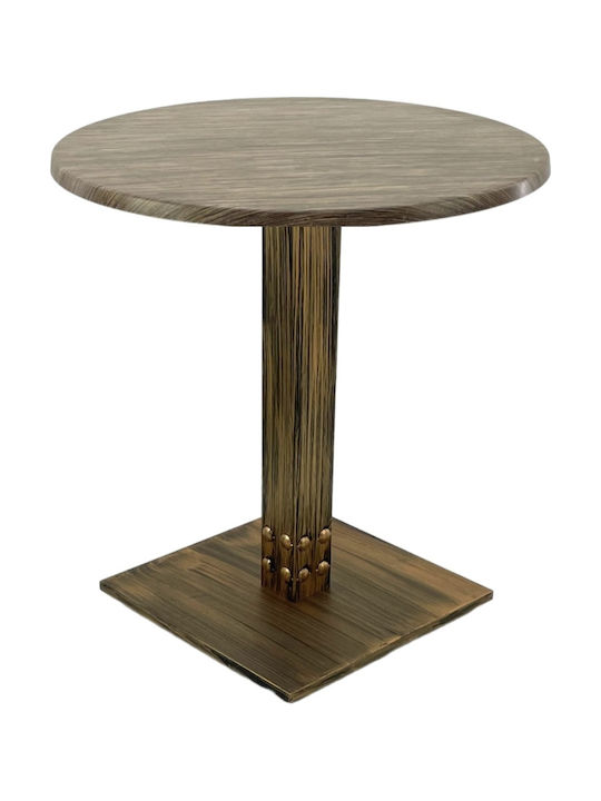 Masă Bar Pentru Spații Mici Exterioare Pliabilă Din Lemn Cu Ramă Metalică Bronz 60x60x74cm