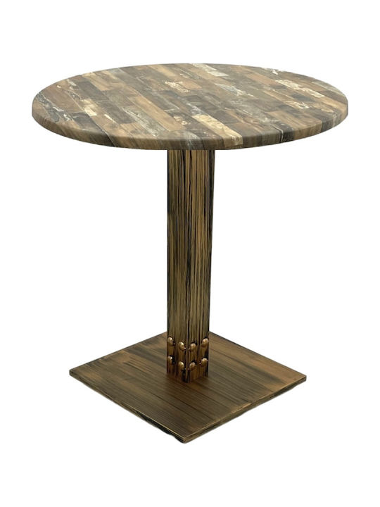 Masă Bar Pentru Spații Mici Exterioare Pliabilă Din Lemn Cu Ramă Metalică Vintage Bronz 60x60x74cm