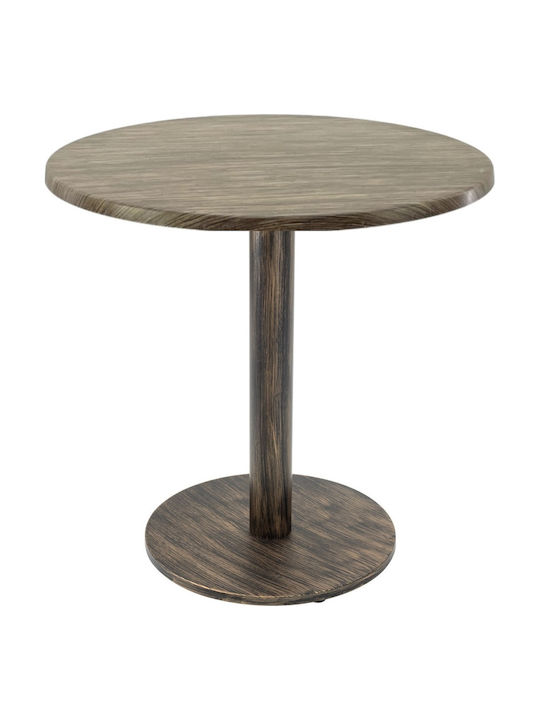 Masă Bar Pentru Spații Mici Exterioare Din Lemn Cu Ramă Metalică Vintage Bronz 70x70x74cm