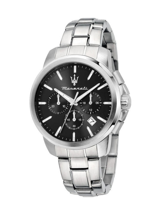 Maserati Successo Herrenuhr 42mm Batterie mit Silber Metallarmband