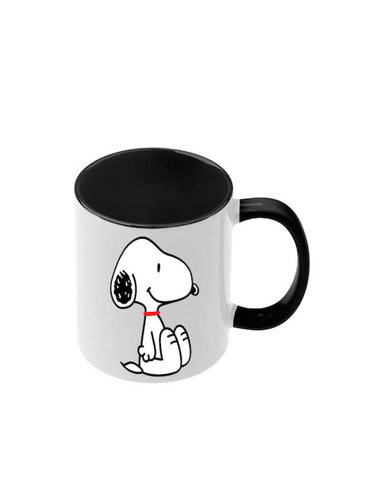 Snoopy Schwarze Tasse Mit Griff Innen