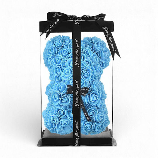 Dekoratives Teddybär Rosen Blau 28x40cm
