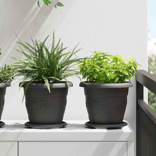 vidaXL Set of 6 Plastic Flower Pots Black 22x18cm