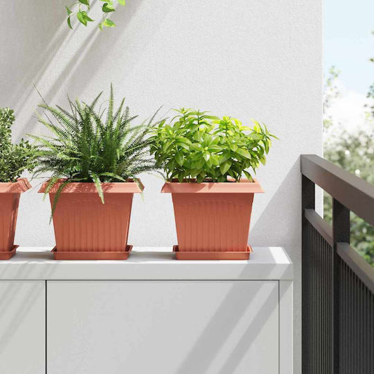 vidaXL Комплект 6 Саксии Пластмасови Light Terracotta