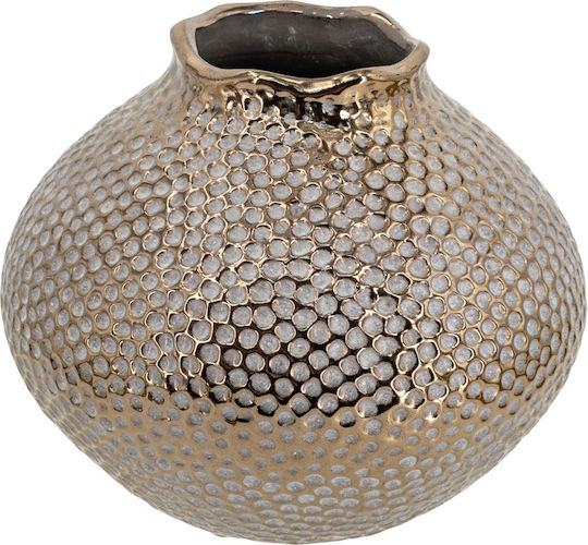 Artekko Διακοσμητικό Βάζο Κεραμικό Lidded Χρυσό Φ21xΥ21cm