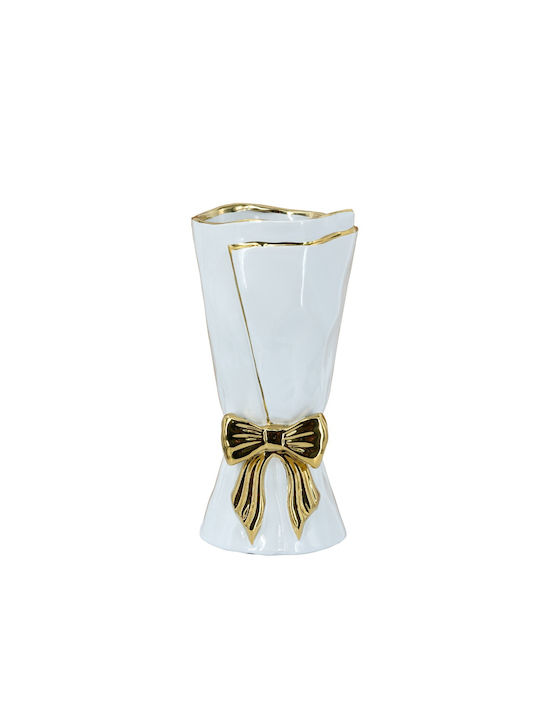 Artekko Decorative Vase Glazed White 15.5x15.5x30.7cm
