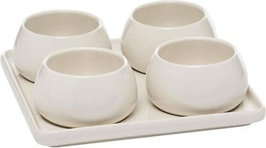 Atmosphera Nora Dessert Tower Stand 4 Slots with Porcelain White Base P20xM20xY6.8cm 5 Pieces