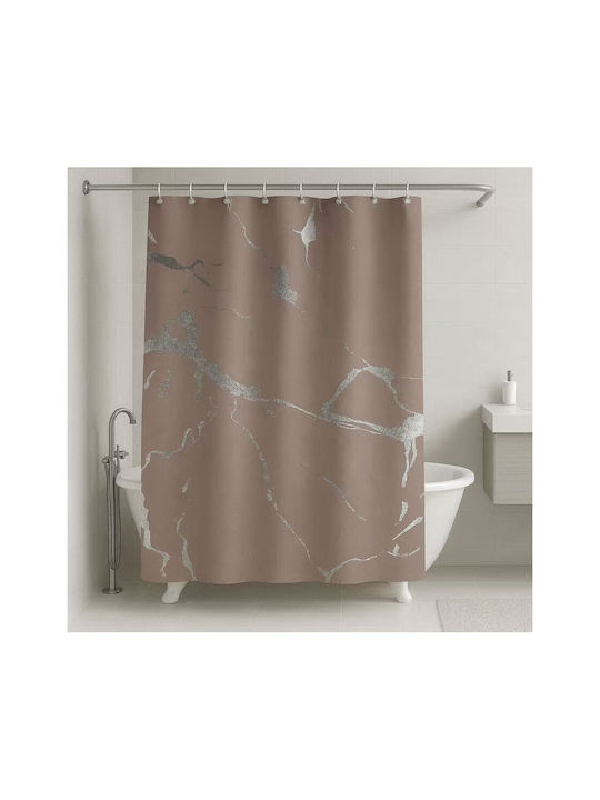 Mc Decor Κουρτίνα Μπάνιου 180x180cm Μπέζ (Διάφορα Σχέδια)