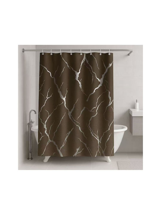 Mc Decor Κουρτίνα Μπάνιου 180x180cm Καφέ (Διάφορα Σχέδια)