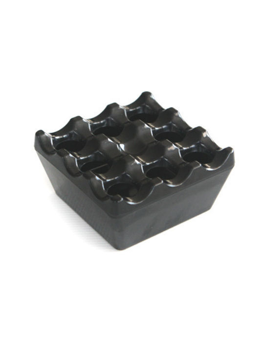 Quadratischer Winddichter Aschenbecher Raki 9x9x4,5cm Schwarze Melamin