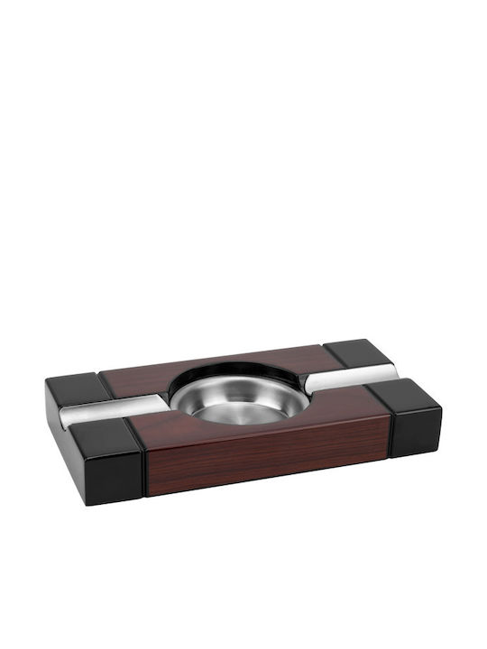 Ashtray 2 Cigars Raki 20x10x2.5cm Cherry Wood Finish