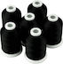 Embroidery Thread Set 6 Spools Black Color 1000 M