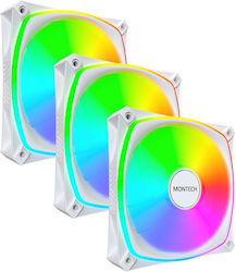 Montech AX120 PRO Ventilator Pentru Carcasă (1600rpm / 72.3cfm) cu Iluminare RGB și Conexiune 3-Pin / 4-Pin PWM 3 Bucăți Albe Montech AX120 PRO Ventilator Pentru Carcasă (1600rpm / 72.3cfm) cu Iluminare RGB și Conexiune 3-Pin / 4-Pin PWM 3 Bucăți Albe