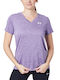 Twist Women's Athletic Blouse Short Sleeve Fast Drying with V Neckline & Sheerness Purple